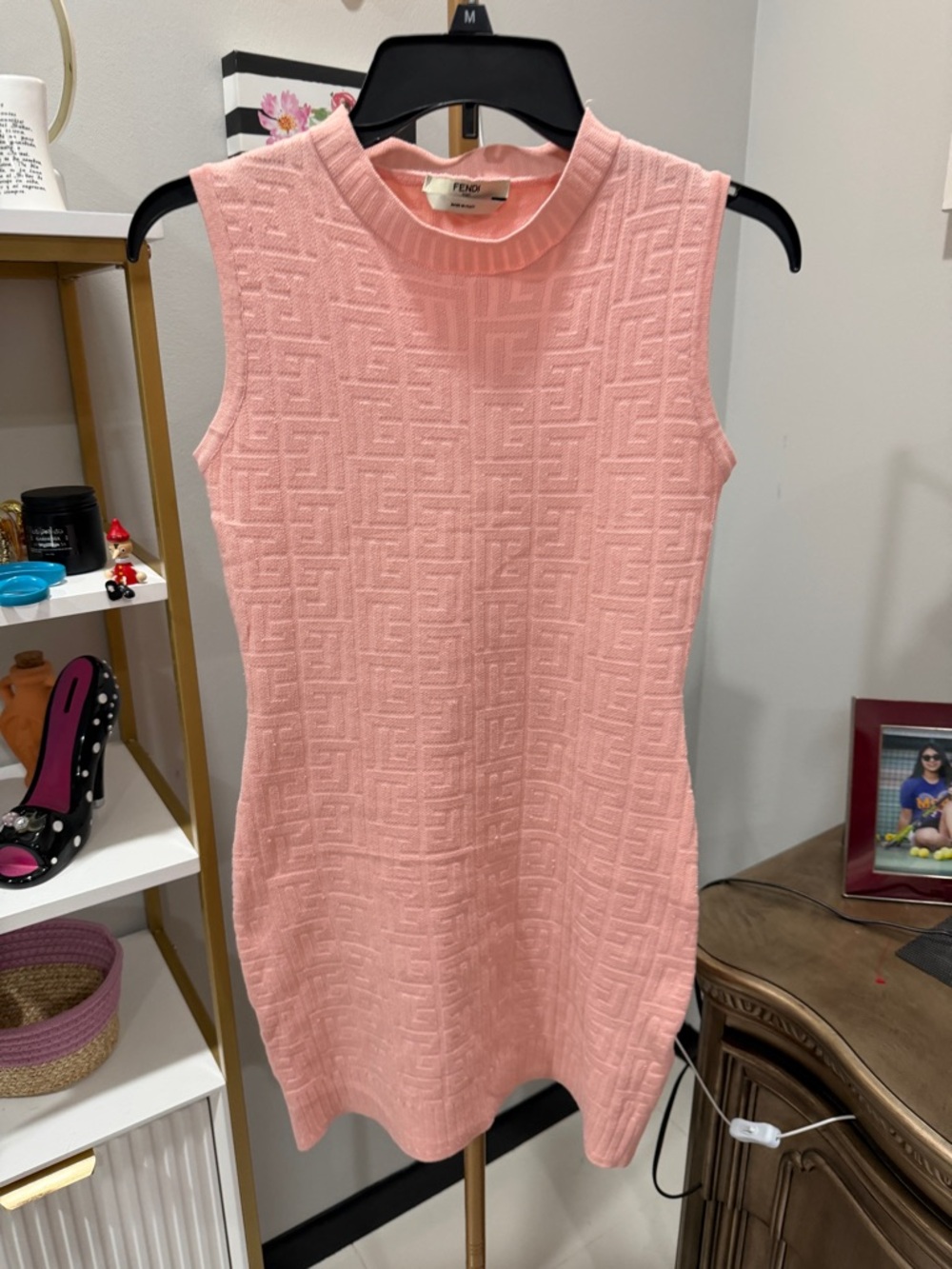 Fendi Pink Textured Knit Mini Dress - Picture 16 of 16